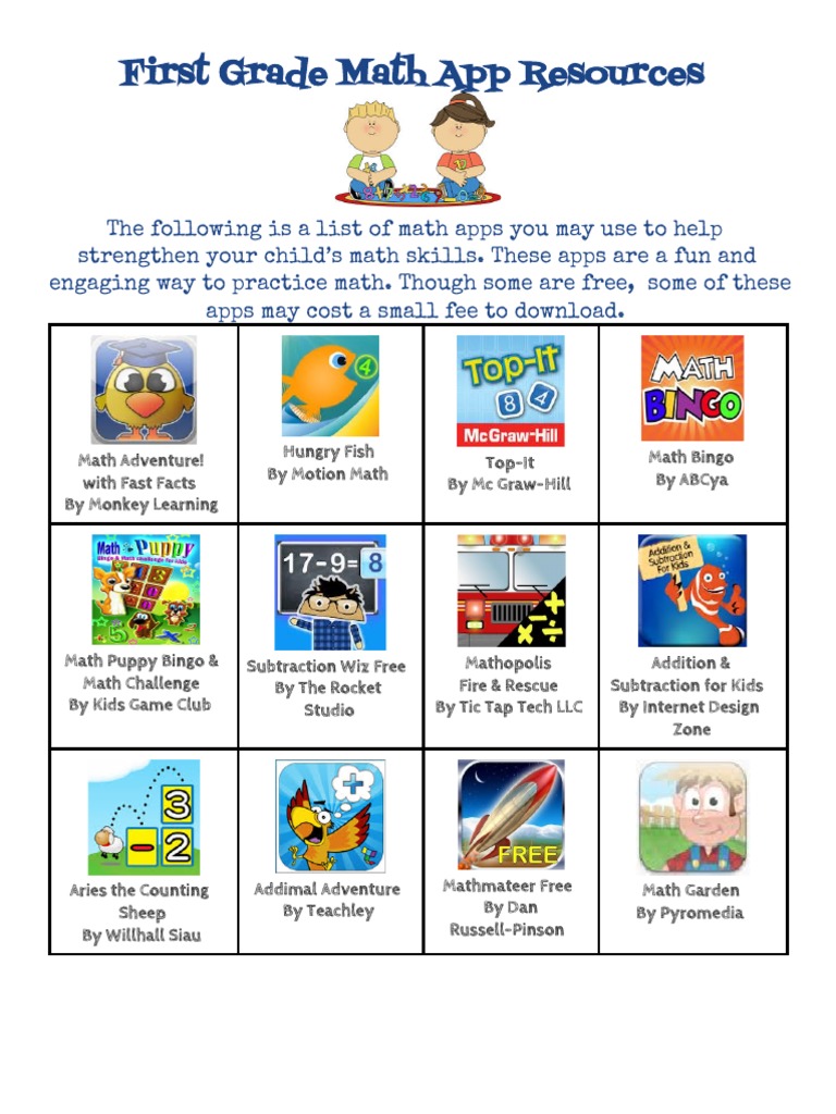 First Grade Math App Resources | PDF