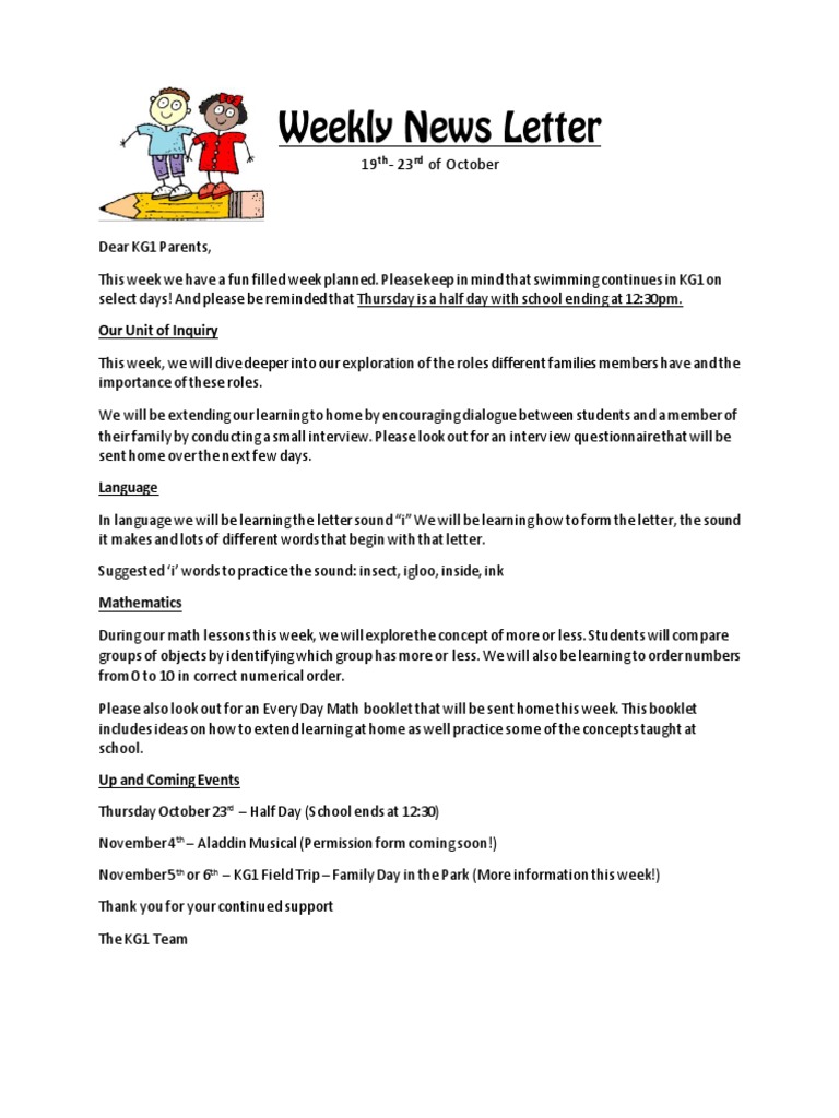Weekly News Letter 19 October | PDF