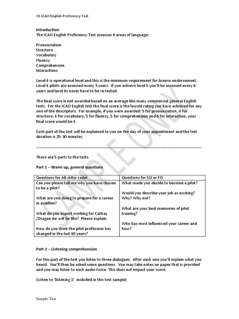 icao level 4 english test sample