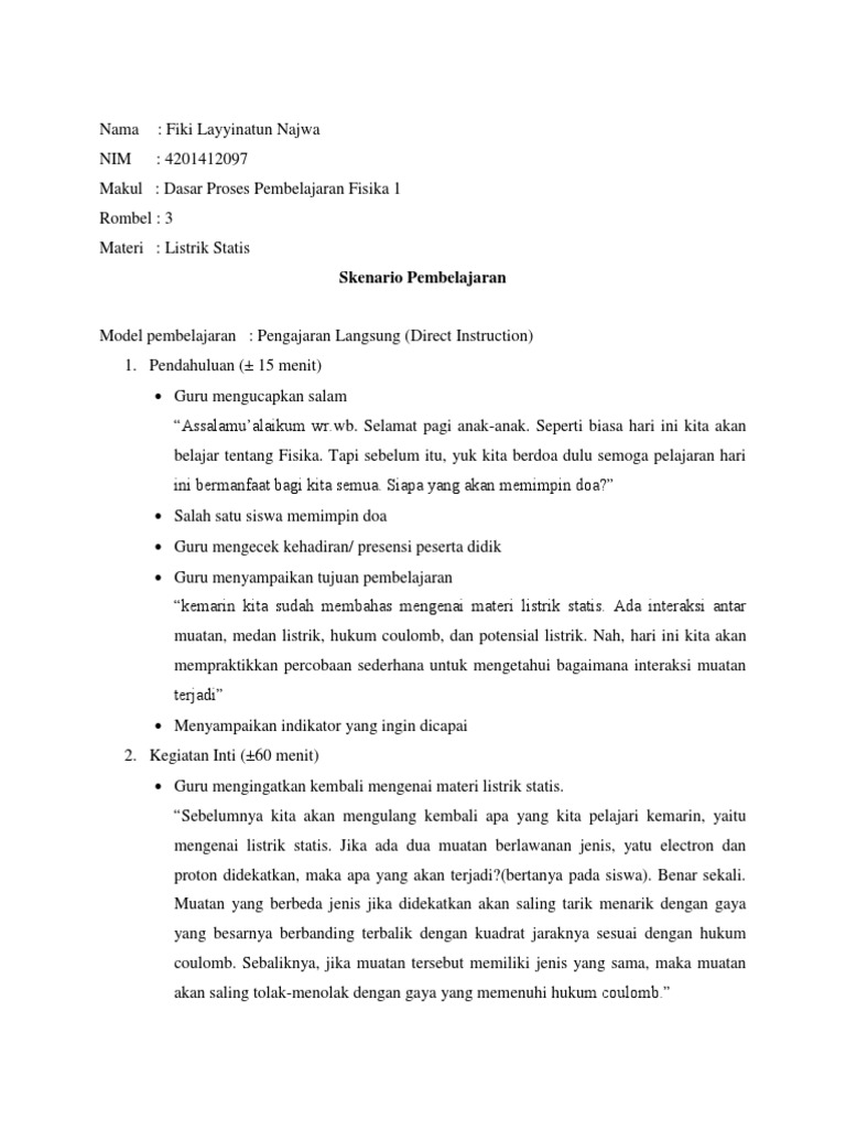 Contoh Skenario Pembelajaran | PDF
