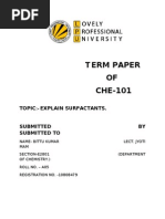 T Erm Paper OF CHE-101: Topic Explain Surfactants