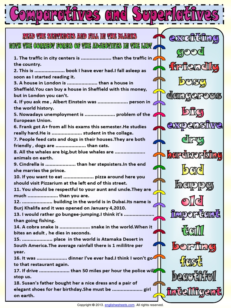 Comparatives and Superlatives 1 | PDF | Home & Garden