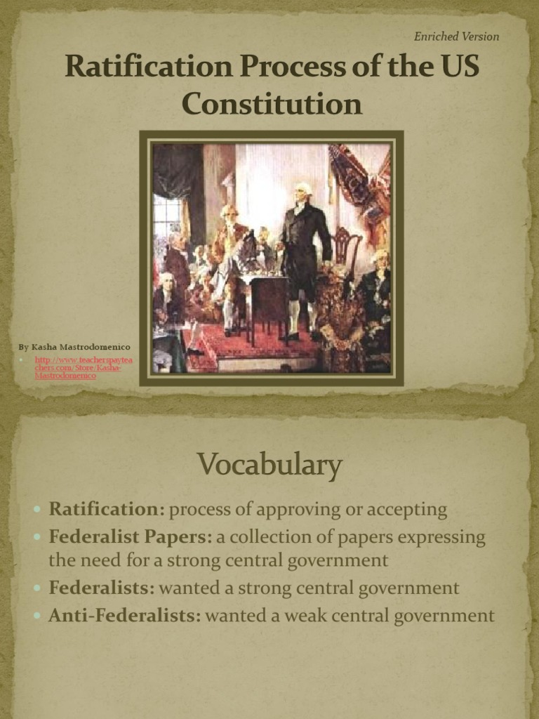 Ratification Process of The Us Constitution Powerpoint PDF The Federalist Papers United