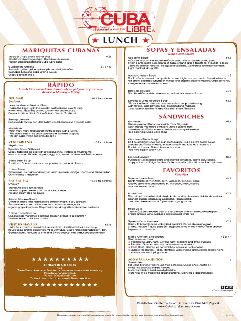 Cuba Libre Lunch Menu Salad Rum Free 30day Trial Scribd
