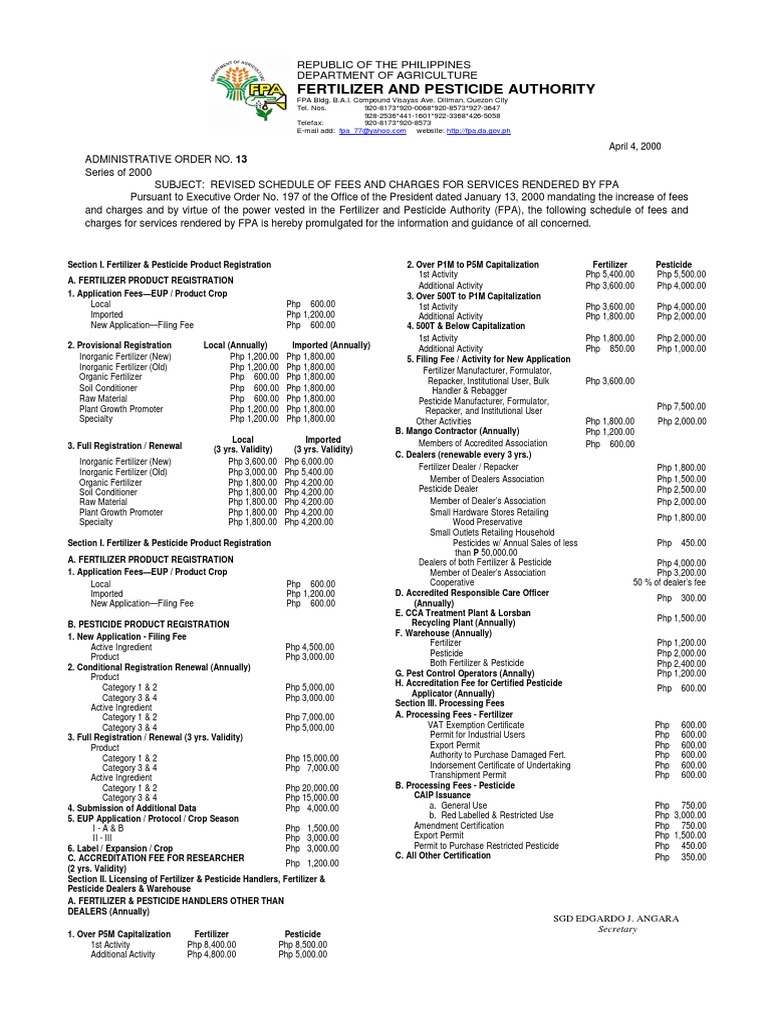 Fertilizer and Pesticide Authority Republic of The Philippines