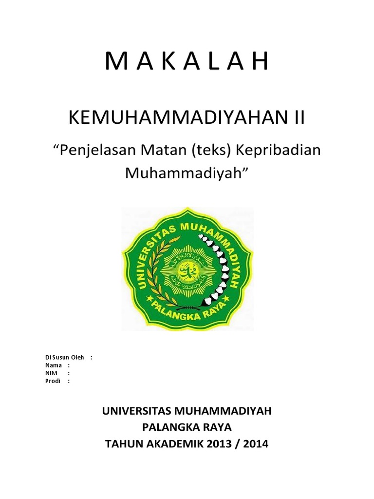 Contoh Makalah Kemuhammadiyahan
