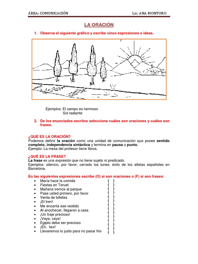 Tipos y Ejemplos de Oraciones | PDF | Oración (Lingüística) | Verbo