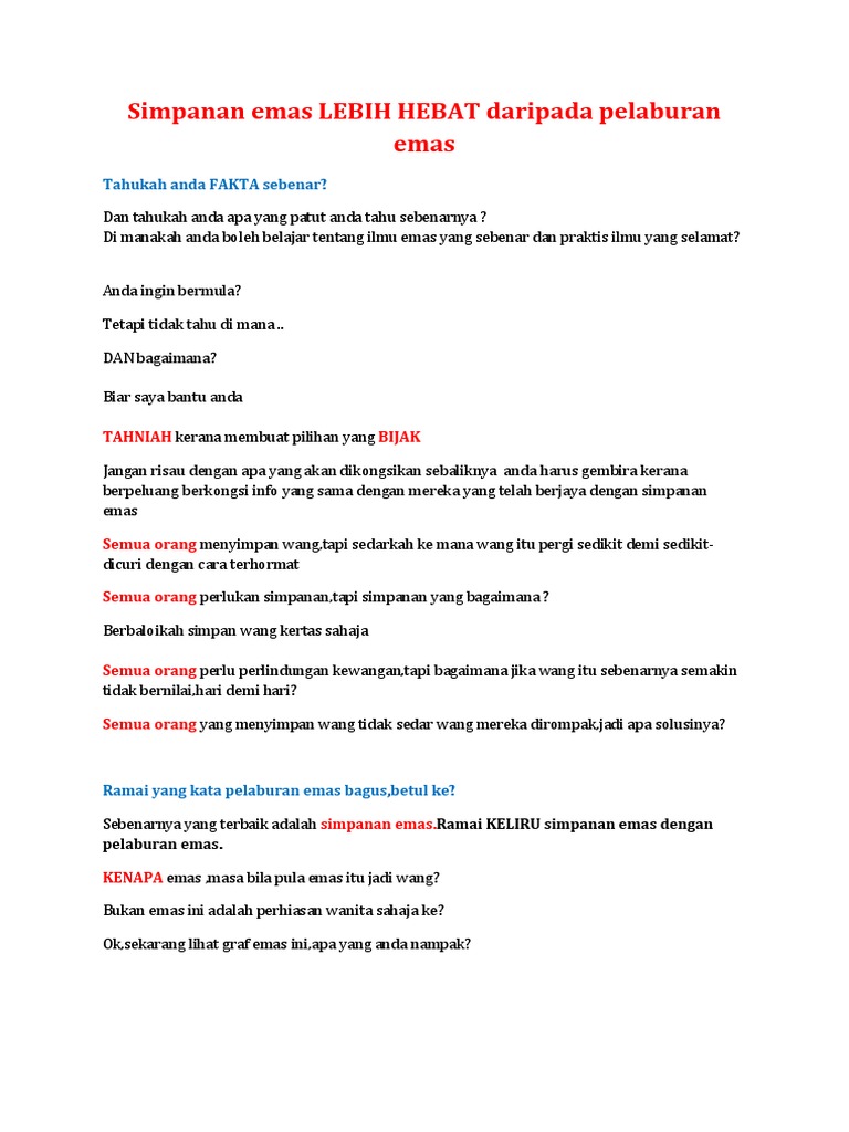 Panduan Asas Simpanan Emas Pdf