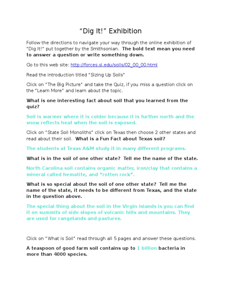 Dig It Webquest Pdf Soil Earth Sciences