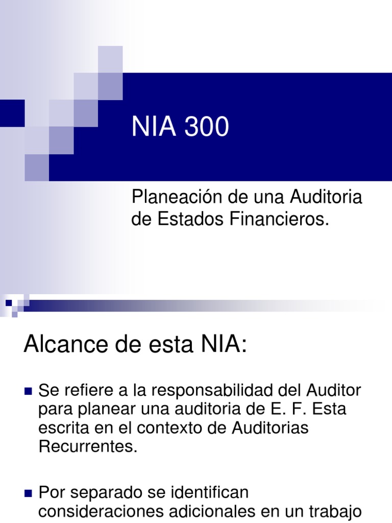 Presentacion Auditoria, Nia 300.  Auditoría financiera 