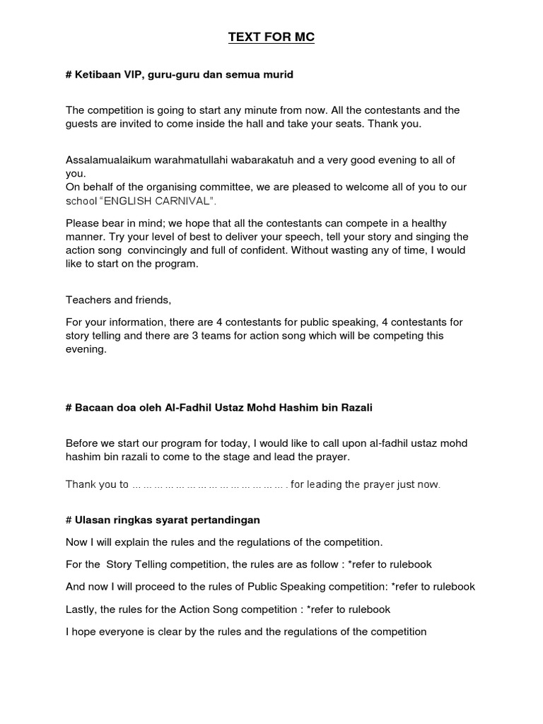 Teks Pertandingan Story Telling