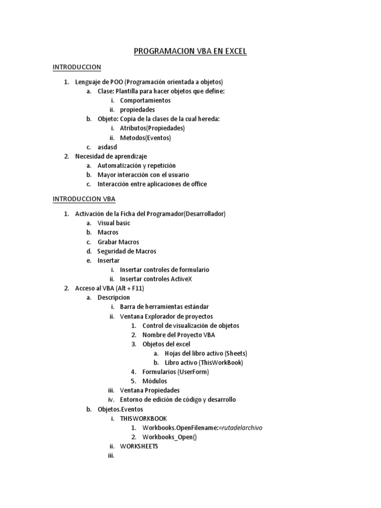 Programación VBA en Excel: Guía Básica | PDF