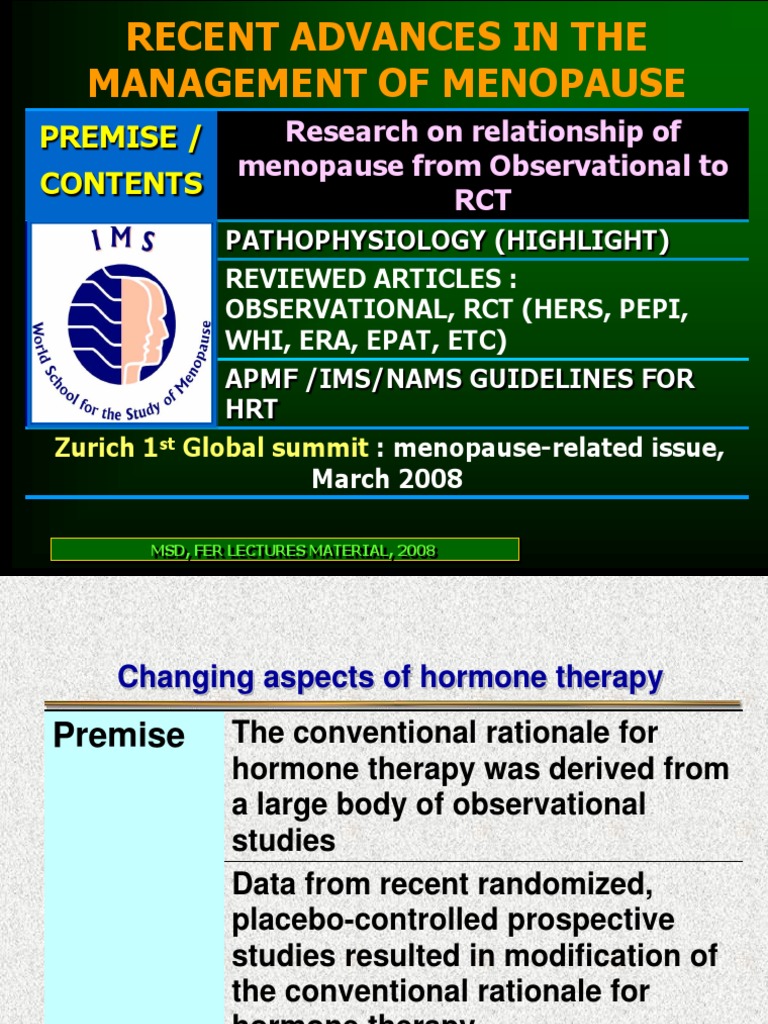 Recents Advances in Menopause Management | PDF | Hormone Replacement ...