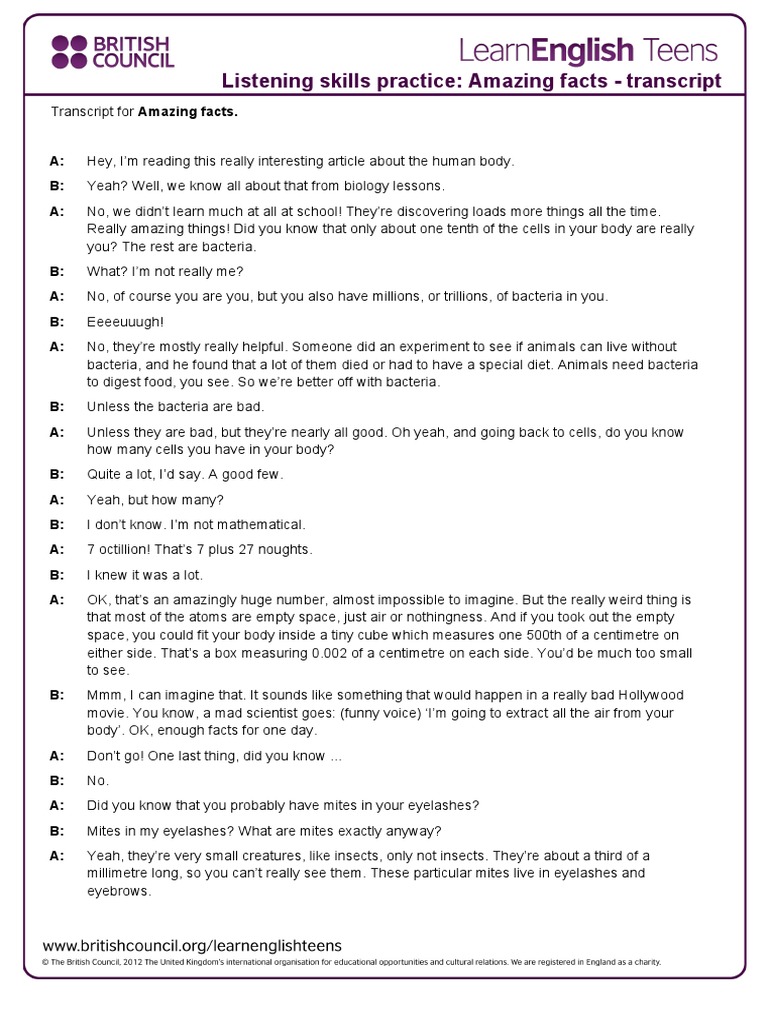 Amazing Facts - Transcript PDF | PDF | Bacteria