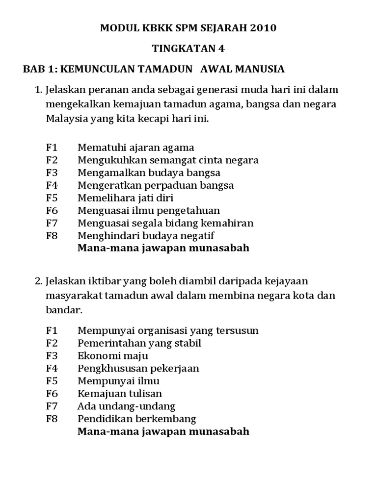 Modul Kbkk Sejarah Spm 2010 Pdf