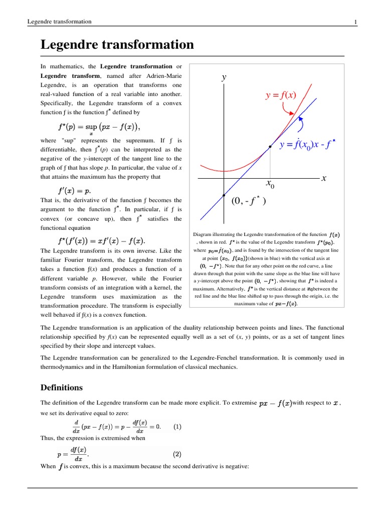 Legendre Transformation PDF | PDF | Derivative | Capacitor