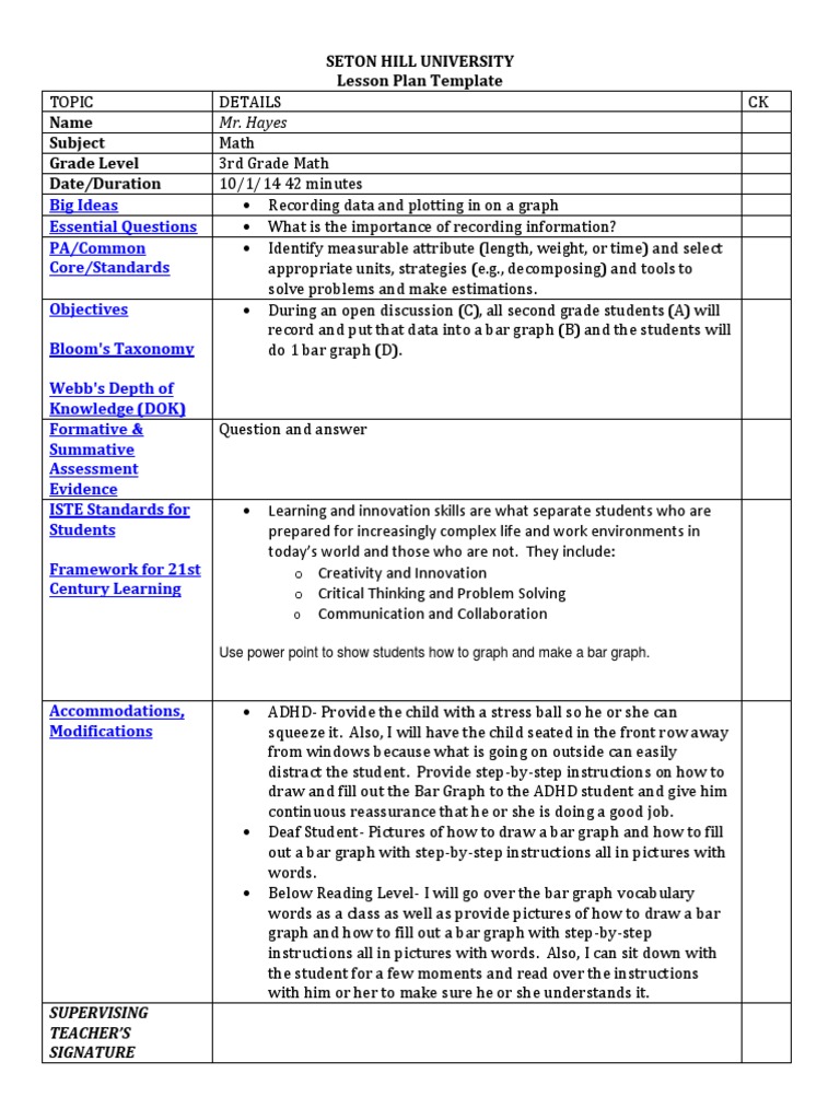 Bar Graph Lesson Plan | PDF | Chart | Lesson Plan