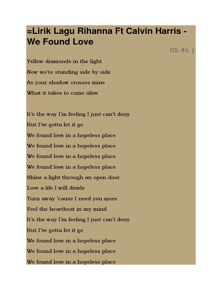 We Found Love - song and lyrics by Rihanna, Calvin Harris