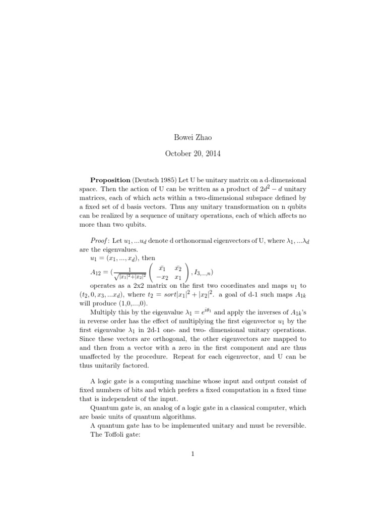 Quantum Algorithm PDF | PDF | Eigenvalues And Eigenvectors | Quantum ...