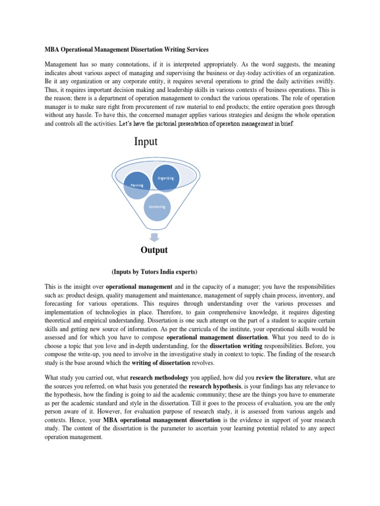 MBA Operational Management Dissertation Writing Services | PDF | Thesis ...