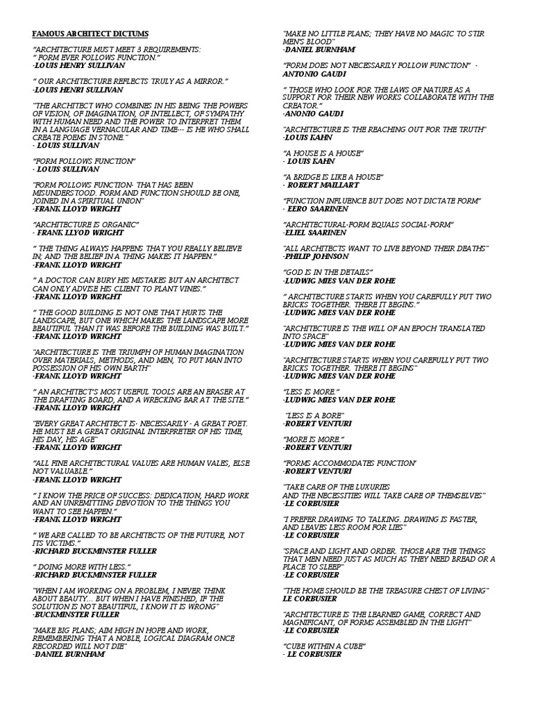 Pdf Dictums Famous Architects