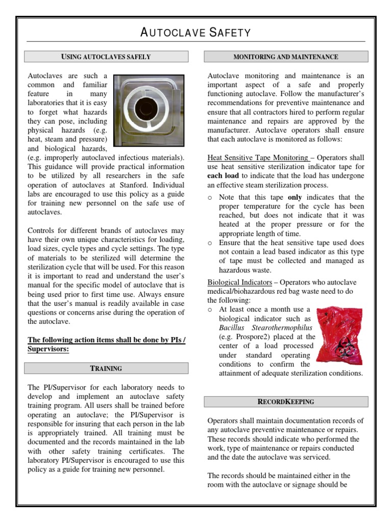 Autoclave Safety PDF Sterilization (Microbiology) Laboratories