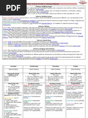 weekly literacy planner example