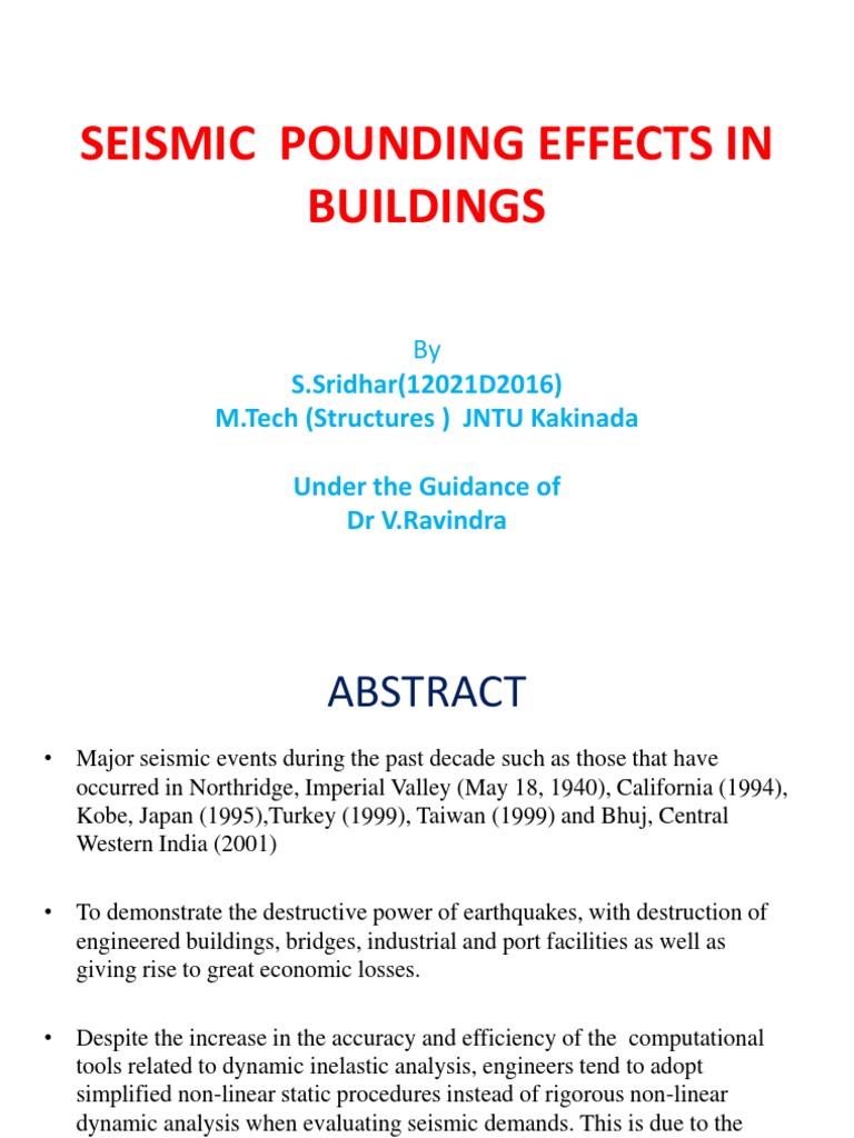 Seismic Pounding Effects in Buildings | PDF | Structural Load | Earthquakes