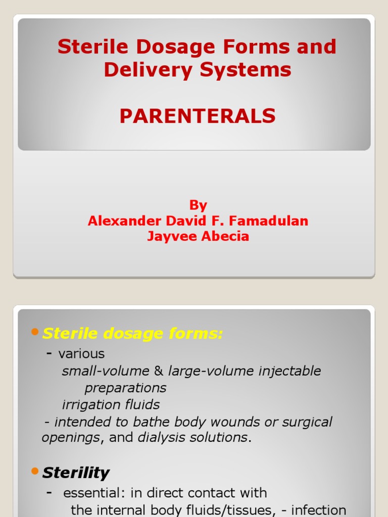 parenterals ppt Intravenous Therapy Sterilization (Microbiology)