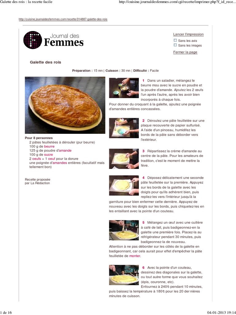 Galette Des Rois - La Recette Facile PDF, PDF, Pâtes