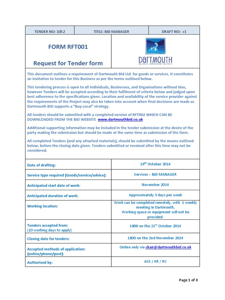 BID Manager Tender Submission Details | PDF | Business