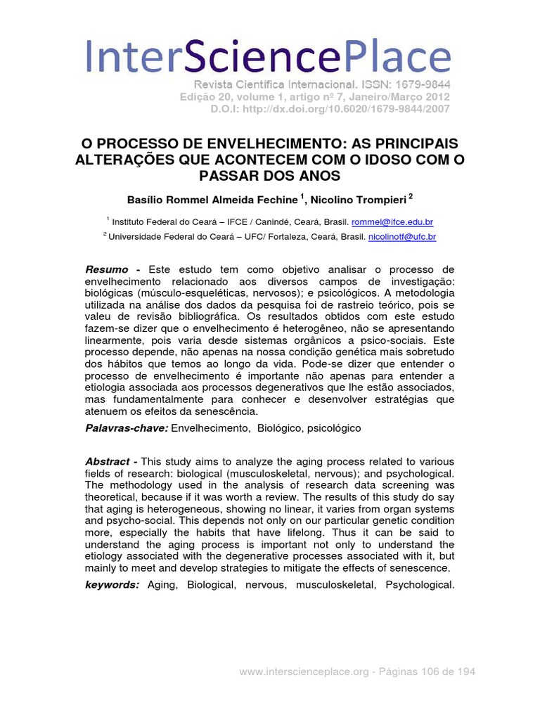 Alterações do Envelhecimento em Idosos | PDF | Terceira idade ...