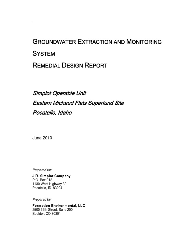 Groundwater Extraction and Monitoring System Remedial Design Repor PDF ...