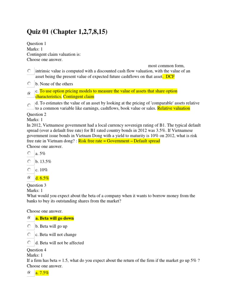 Quiz 01 VFM | PDF