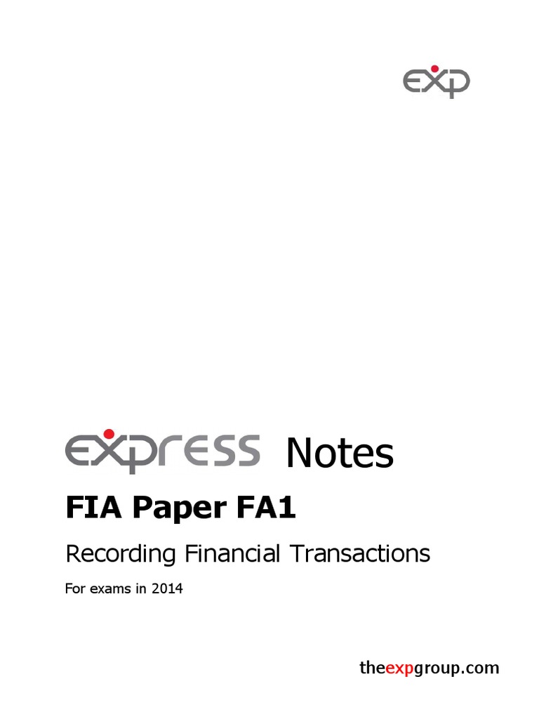 FIA Paper FA1: Notes | PDF | Debits And Credits | Cheque