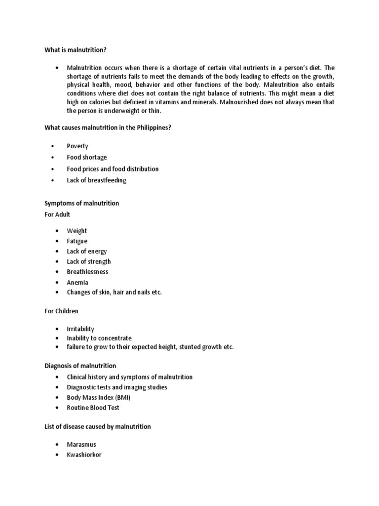 Understanding Malnutrition Causes and Effects | PDF | Self-Improvement ...