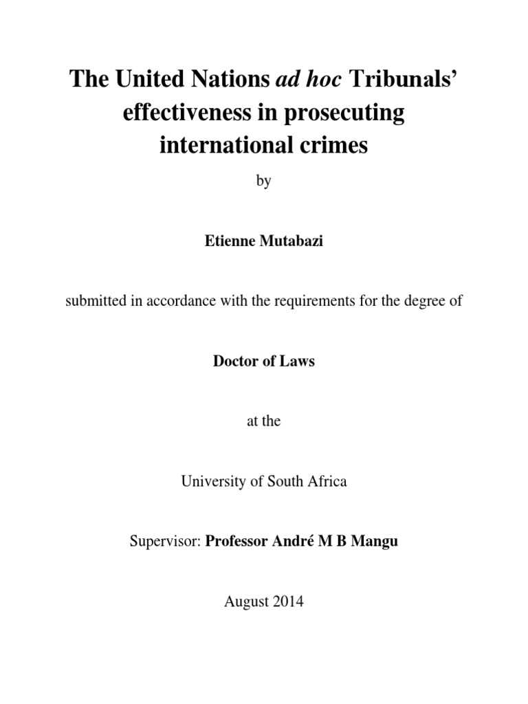 The United Nations Ad Hoc Tribunals Effectiveness in Prosecuting International Crimes PDF International Criminal Law Genocides photo