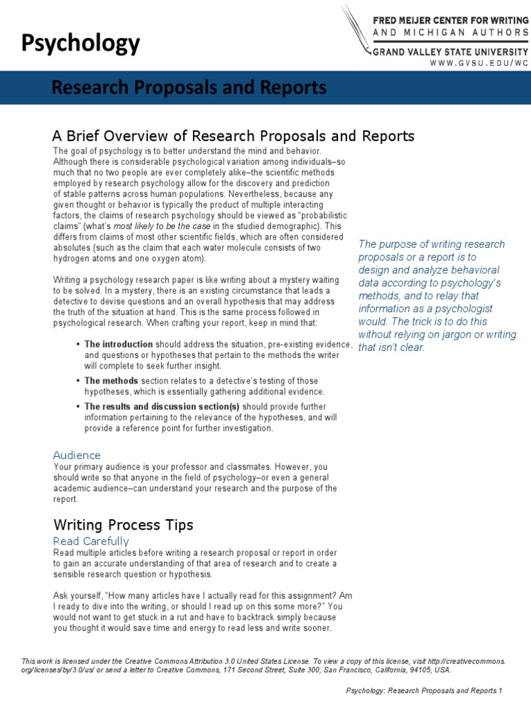 Writing a research proposal psychology