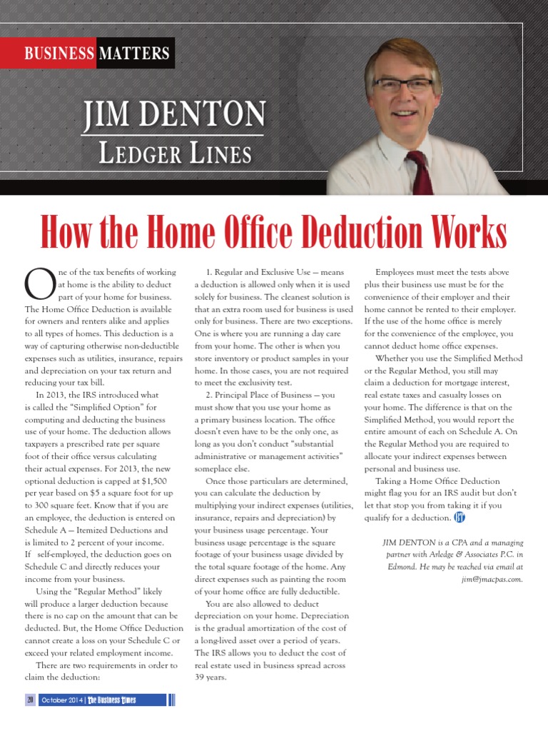 Jim Denton How The Home Office Deduction Works PDF Tax Deduction