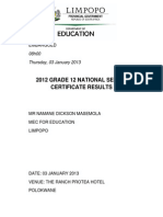 Speech Grade 12 Results 2012 03-01-2013