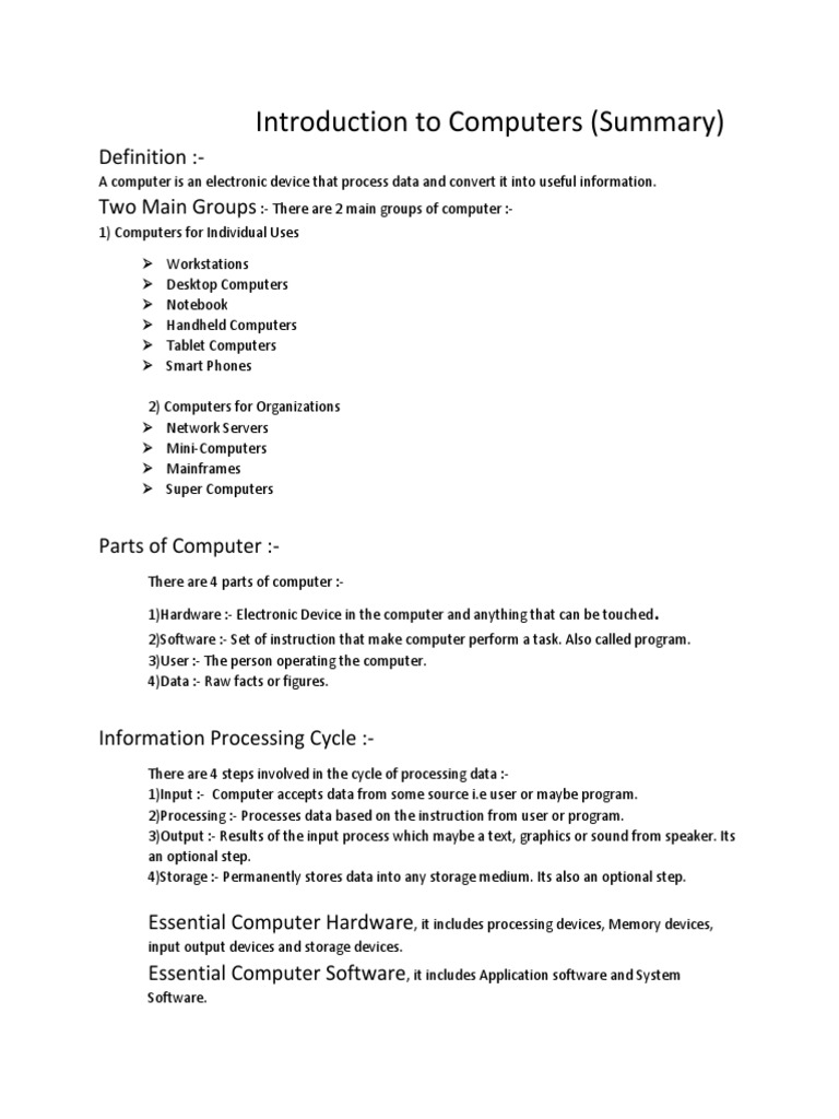 Overview of Computer Basics and Functions | PDF