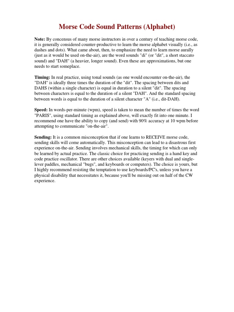 An Aural Guide to Learning Morse Code: Recommending Sound Based