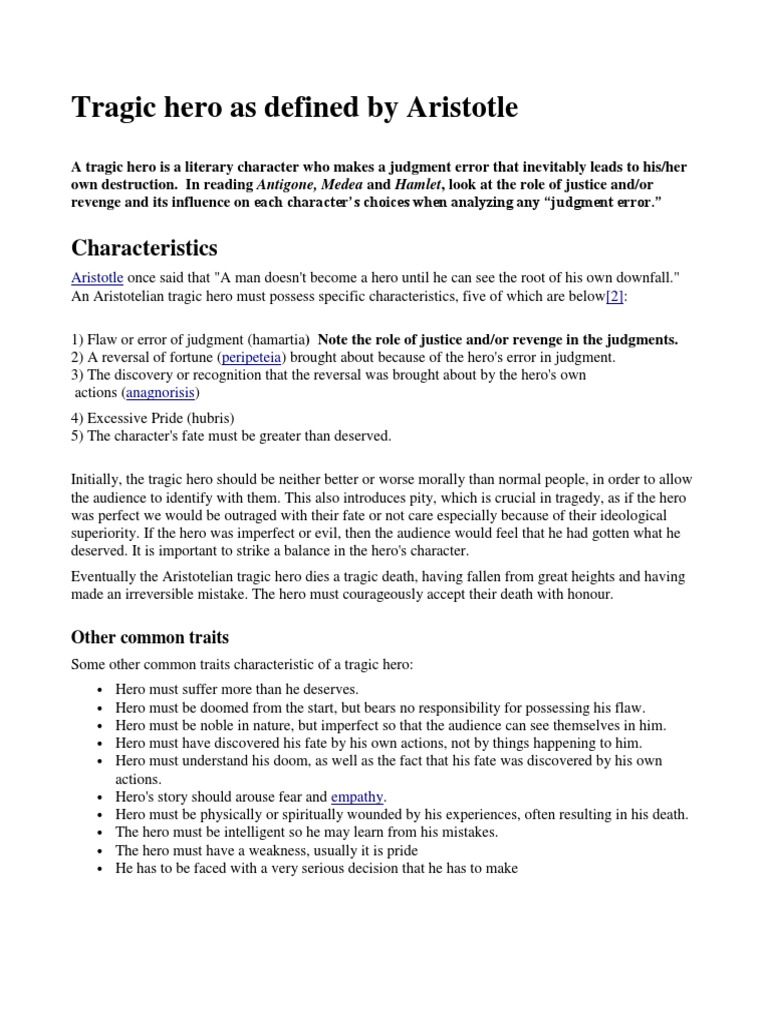 Definition of Tragic Hero | PDF