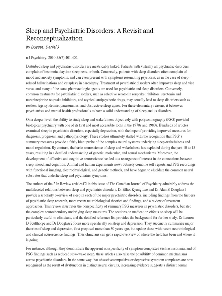 Sleep's Impact on Psychiatric Disorders | PDF | Psychiatry | Sleep