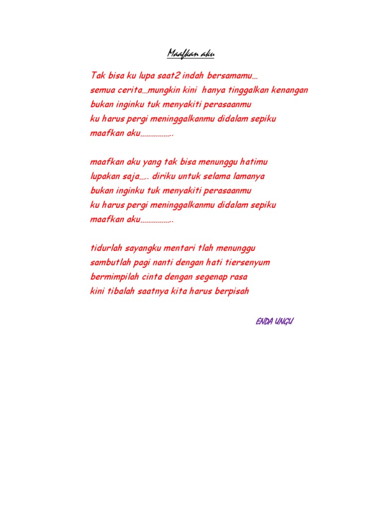 Maafkan Aku Enda Ungu