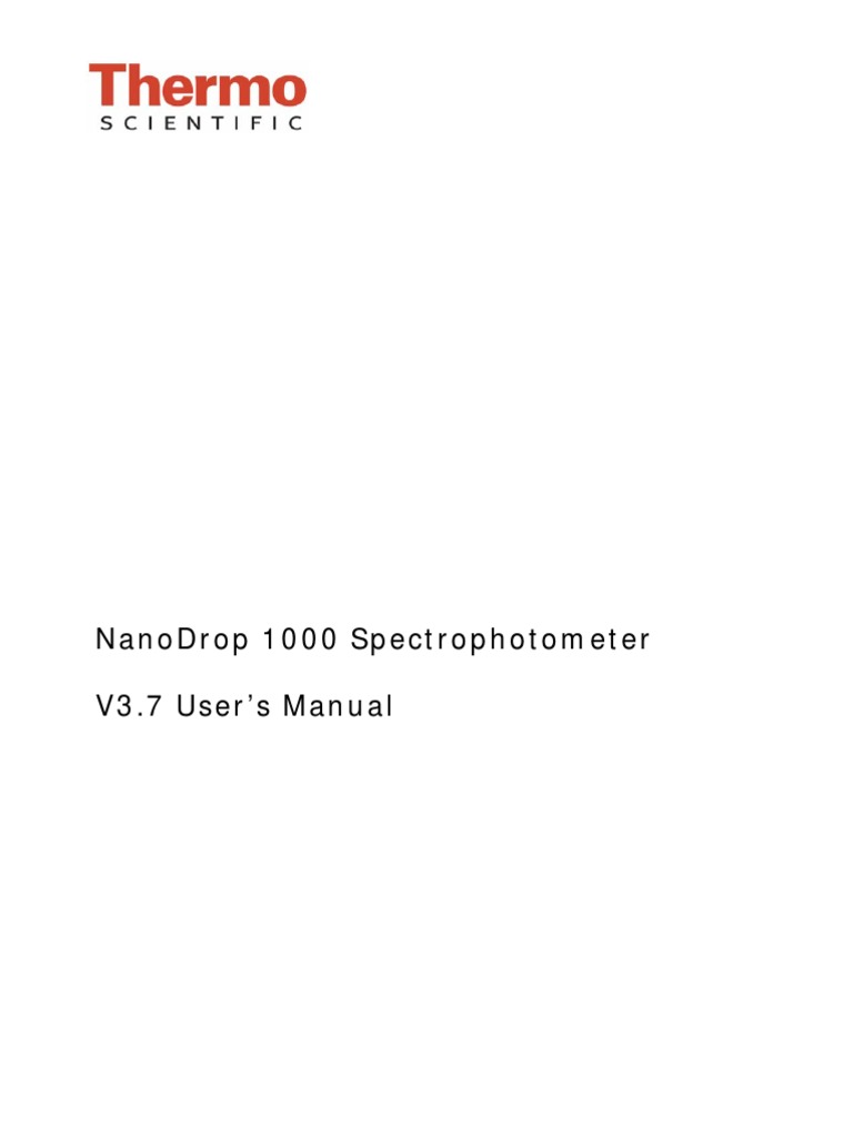 NanoDrop 1000 User Manual (Micro Spectrometer) | PDF | Chemistry ...