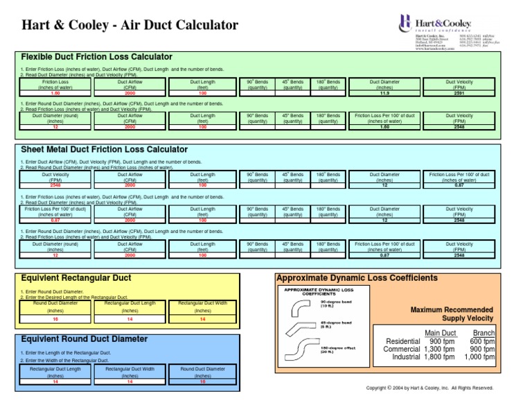 Air Duct Calculator ( | PDF | Duct (Flow) | Classical Mechanics