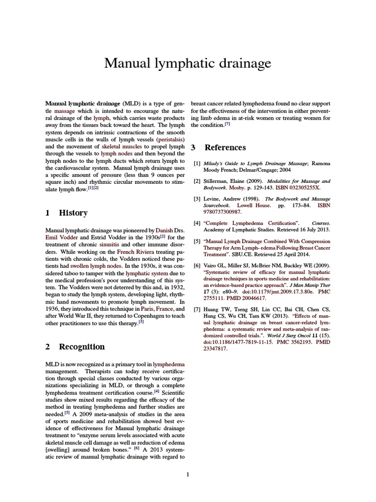 Manual Lymphatic Drainage PDF Circulatory System Lymphatic System