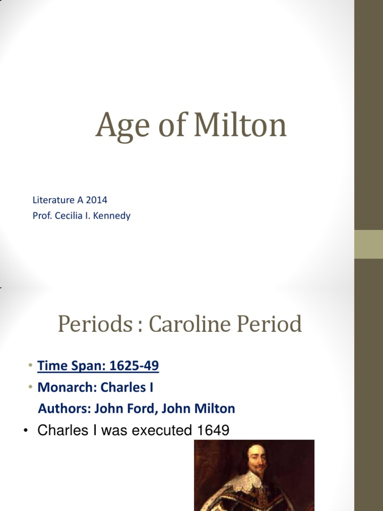 The Age of Milton Presentation PDF John Milton Ben Jonson