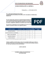 Carta de Recomendación Académica